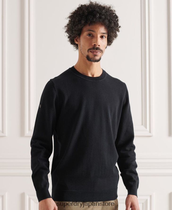 コットンクルーニットセーター 男性 Superdry 衣類 黒 2J62PZ5338