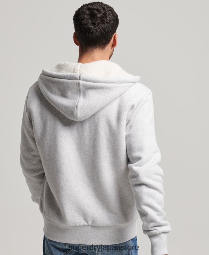 エッセンシャルボーグ裏地付きジップパーカー 男性 Superdry 衣類 ライトグレー 2J62PZ534