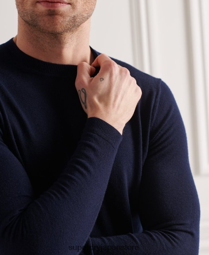 メリノ ライトウェイト クルージャンパー 男性 Superdry 衣類 海軍 2J62PZ5342