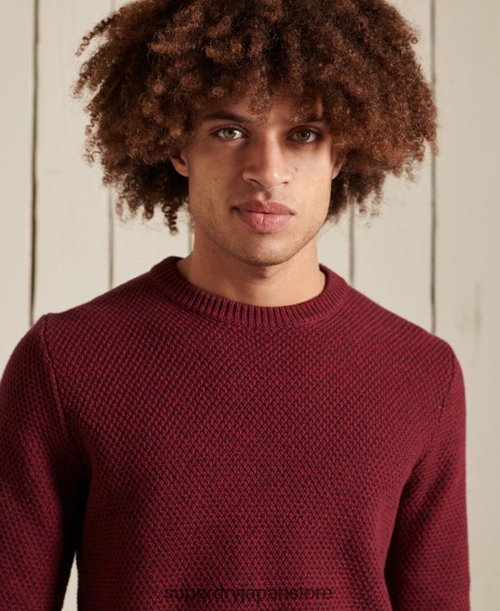 テクスチャード ツイスト クルーセーター 男性 Superdry 衣類 赤 2J62PZ5343