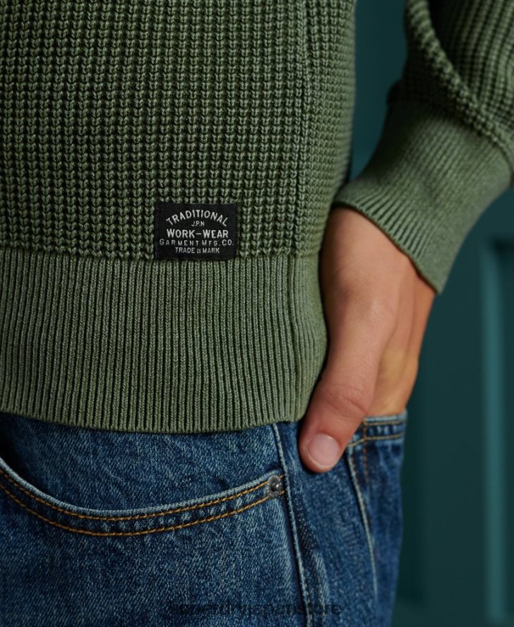 アカデミーダイ テクスチャー クルージャンパー 男性 Superdry 衣類 緑 2J62PZ5346