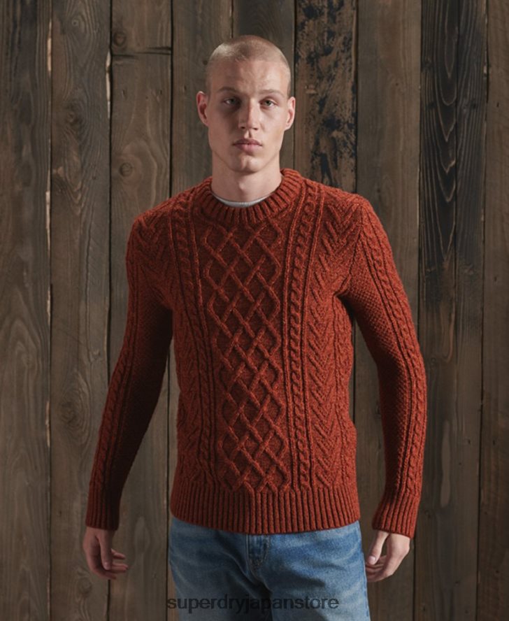 ジェイコブ ケーブル クルー ジャンパー 男性 Superdry 衣類 オレンジ 2J62PZ5348