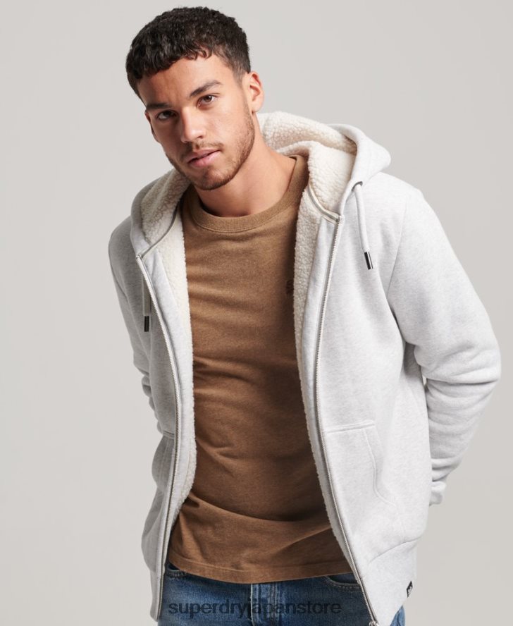 エッセンシャルボーグ裏地付きジップパーカー 男性 Superdry 衣類 ライトグレー 2J62PZ534