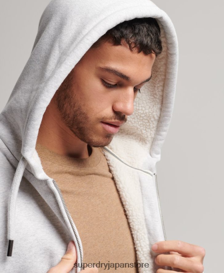 エッセンシャルボーグ裏地付きジップパーカー 男性 Superdry 衣類 ライトグレー 2J62PZ534