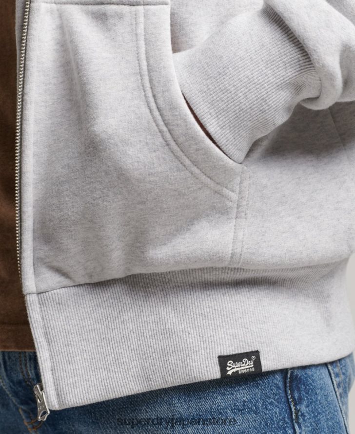 エッセンシャルボーグ裏地付きジップパーカー 男性 Superdry 衣類 ライトグレー 2J62PZ534
