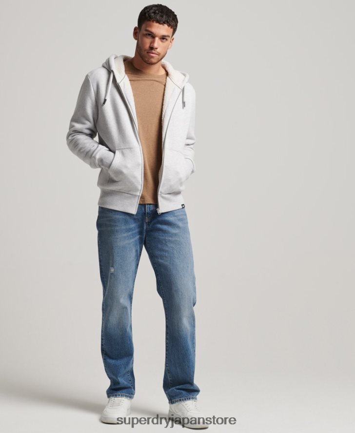 エッセンシャルボーグ裏地付きジップパーカー 男性 Superdry 衣類 ライトグレー 2J62PZ534
