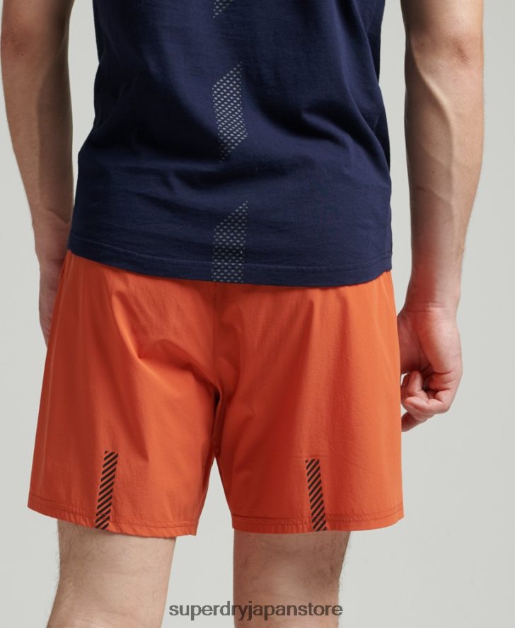 ランニングプレミアムショーツ 男性 Superdry 衣類 オレンジ 2J62PZ5359