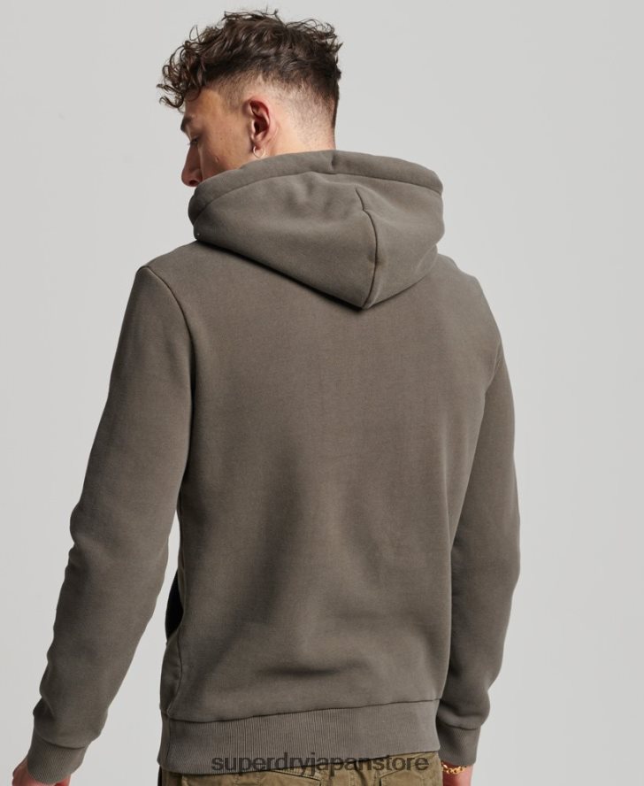 ヴィンテージロゴナラティブパーカー 男性 Superdry 衣類 濃い灰色 2J62PZ535