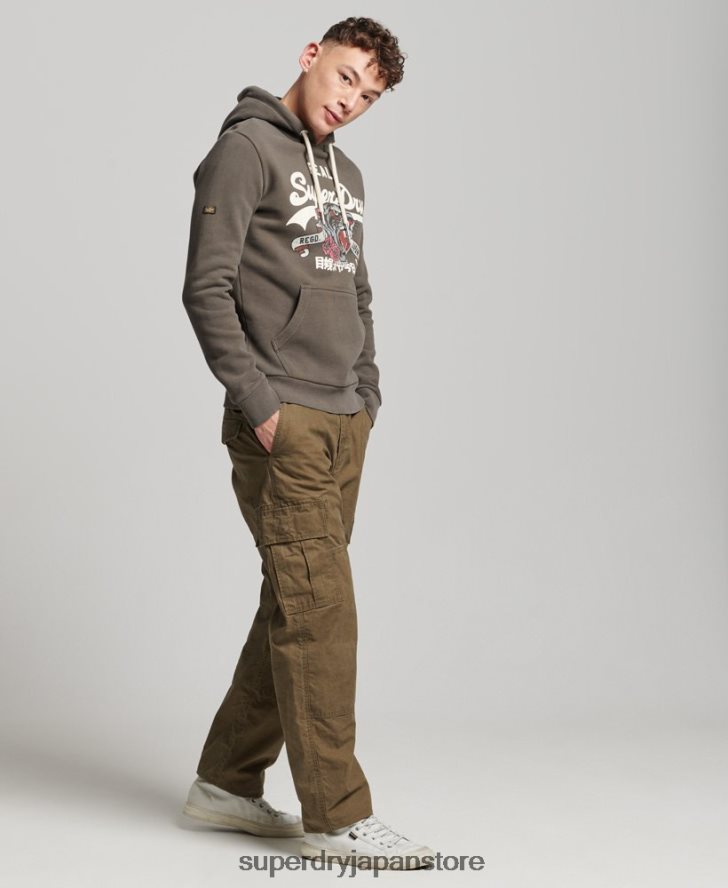 ヴィンテージロゴナラティブパーカー 男性 Superdry 衣類 濃い灰色 2J62PZ535