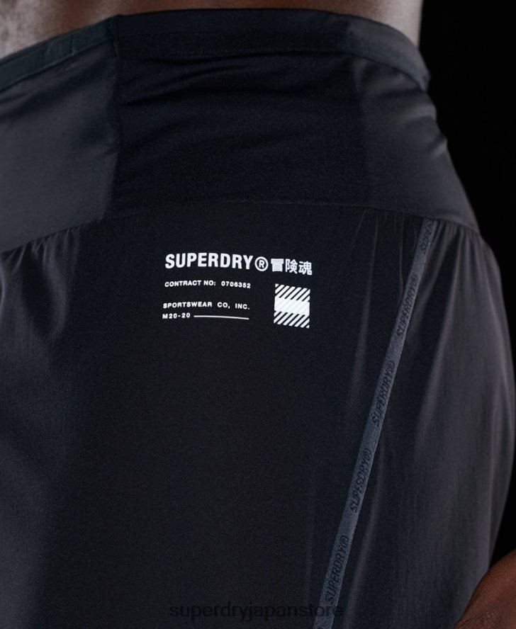 ランニングプレミアムショーツ 男性 Superdry 衣類 黒 2J62PZ5364