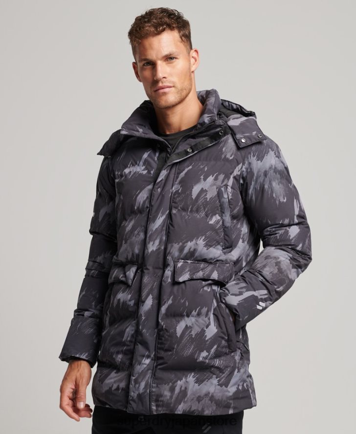 ボクシーなダウンコート 男性 Superdry 衣類 濃い灰色 2J62PZ5365