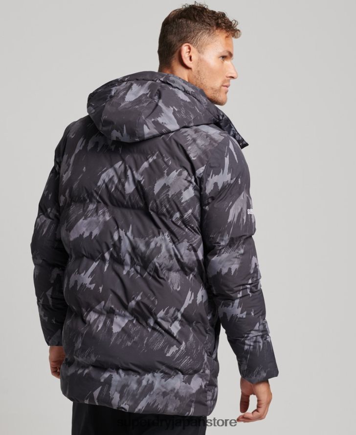 ボクシーなダウンコート 男性 Superdry 衣類 濃い灰色 2J62PZ5365