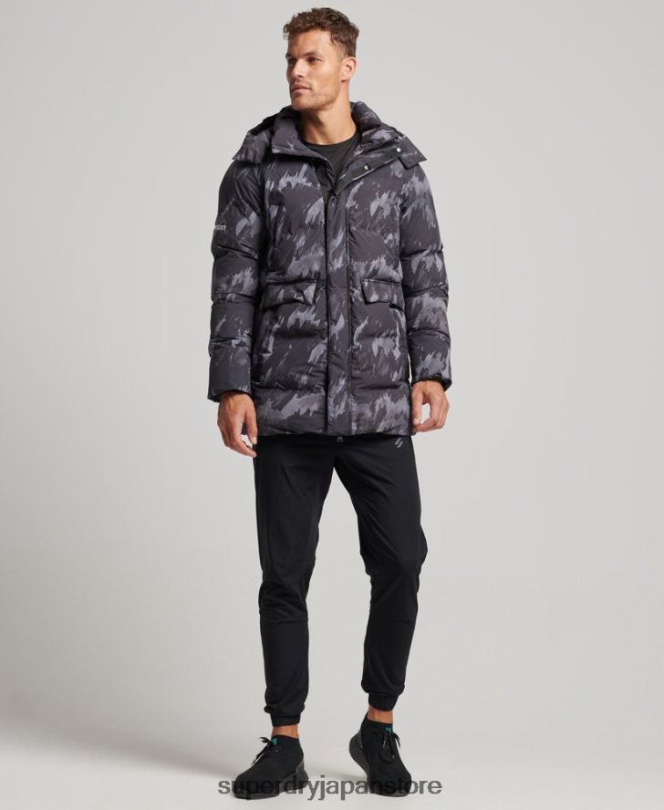 ボクシーなダウンコート 男性 Superdry 衣類 濃い灰色 2J62PZ5365