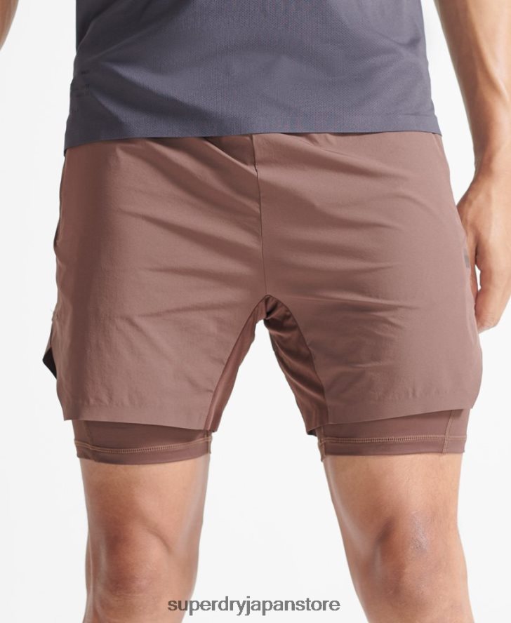 トレイン プレミアム レイヤー ショーツ 男性 Superdry 衣類 茶色 2J62PZ5377