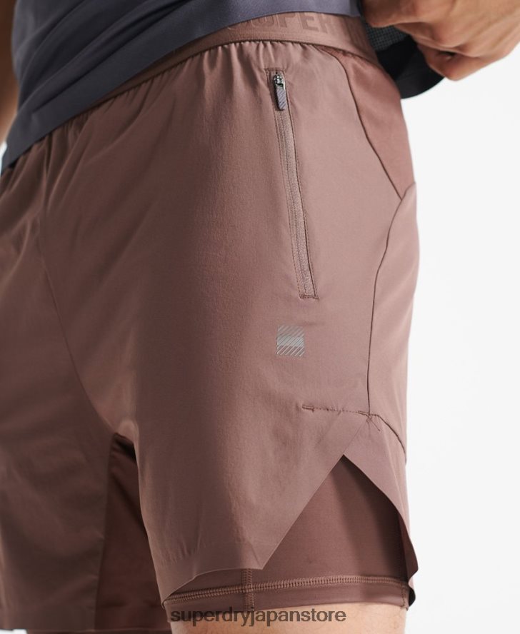 トレイン プレミアム レイヤー ショーツ 男性 Superdry 衣類 茶色 2J62PZ5377