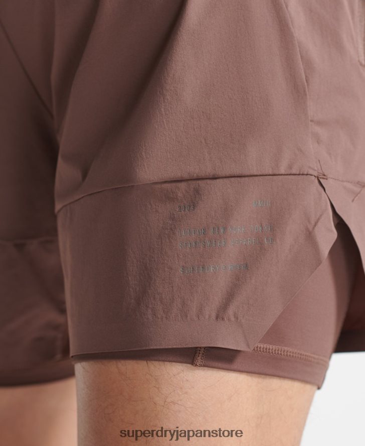 トレイン プレミアム レイヤー ショーツ 男性 Superdry 衣類 茶色 2J62PZ5377
