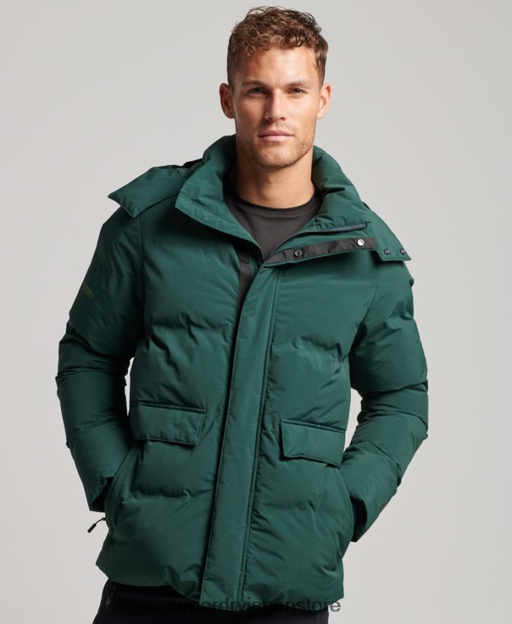 ショートボクシーパファージャケット 男性 Superdry 衣類 緑 2J62PZ5381