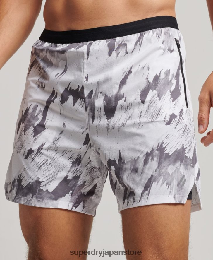 ラン プレミアム レイヤード ショーツ 男性 Superdry 衣類 グレー 2J62PZ5384
