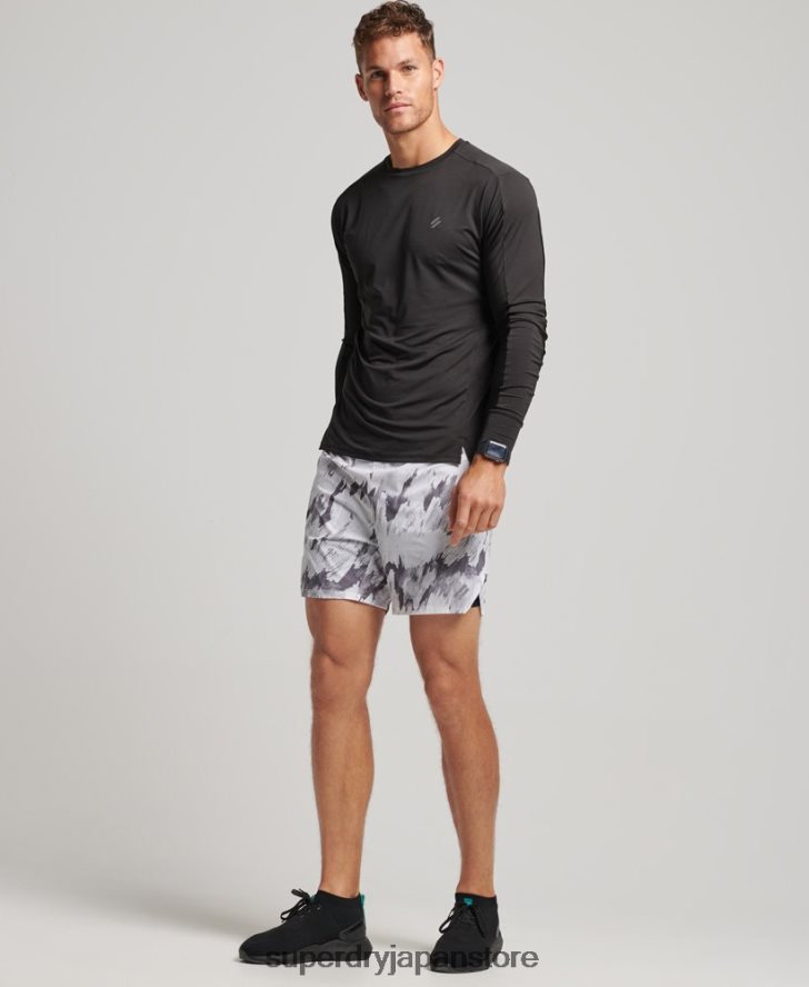 ラン プレミアム レイヤード ショーツ 男性 Superdry 衣類 グレー 2J62PZ5384