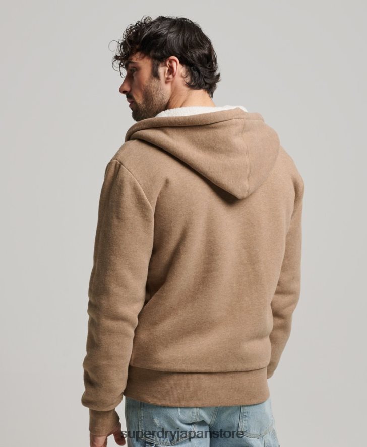 エッセンシャルボーグ裏地付きジップパーカー 男性 Superdry 衣類 茶色 2J62PZ538
