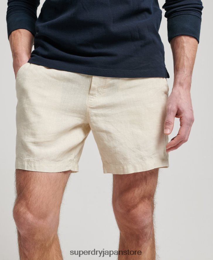 オーバーダイリネンショーツ 男性 Superdry 衣類 クリーム 2J62PZ54