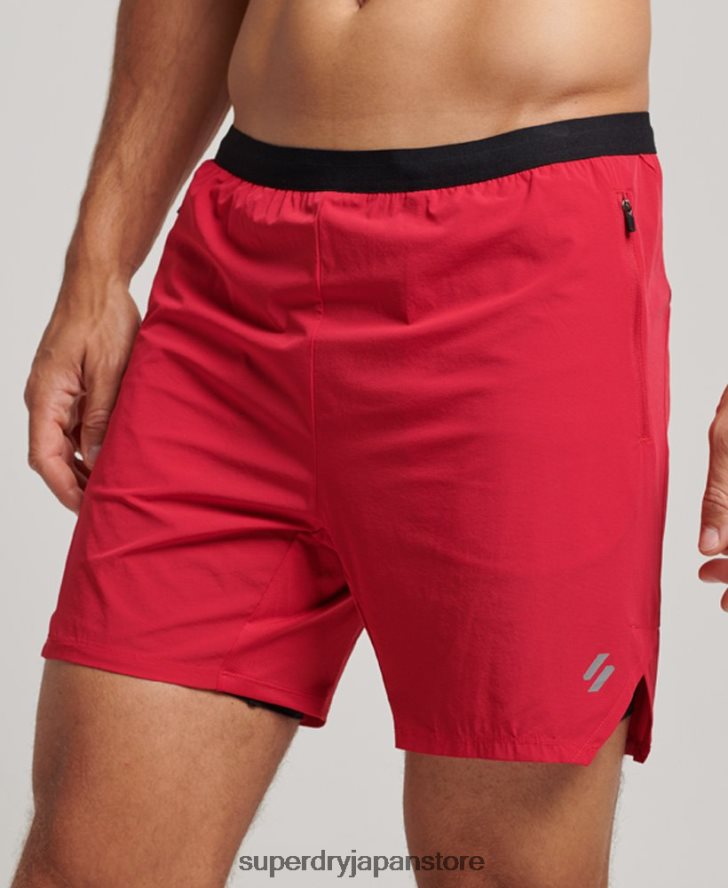 ラン プレミアム レイヤード ショーツ 男性 Superdry 衣類 赤 2J62PZ5406