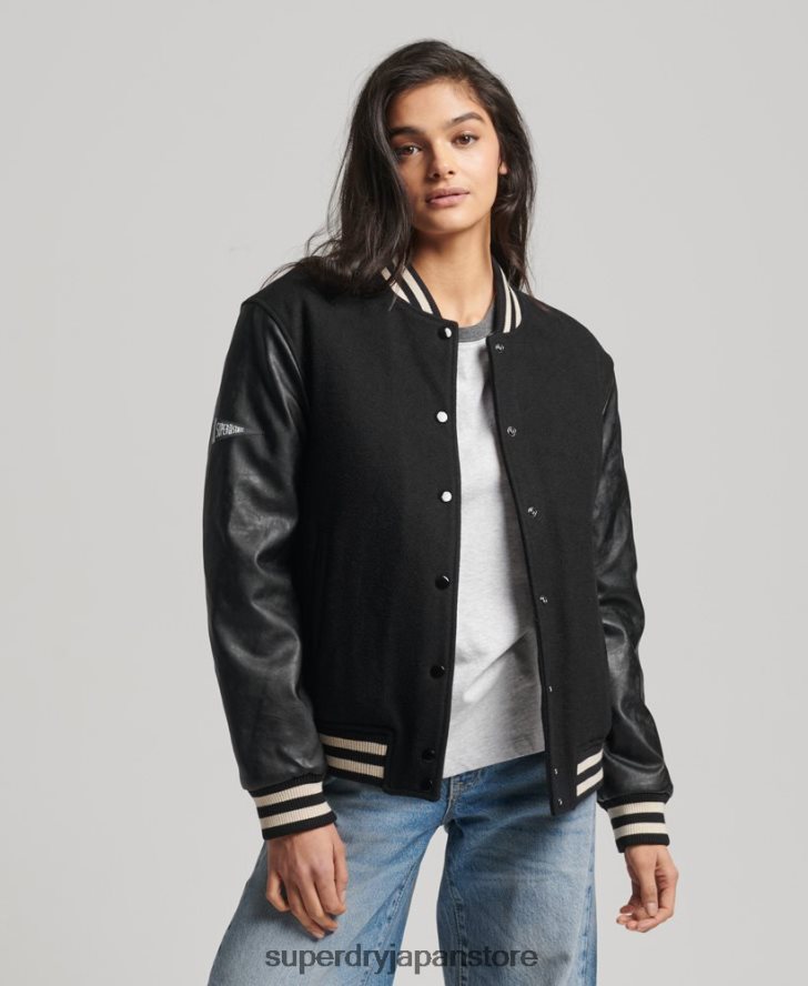 カレッジバーシティボンバージャケット 女性 Superdry 衣類 濃い灰色 2J62PZ5409
