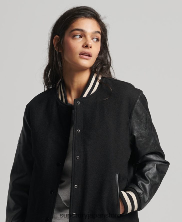 カレッジバーシティボンバージャケット 女性 Superdry 衣類 濃い灰色 2J62PZ5409