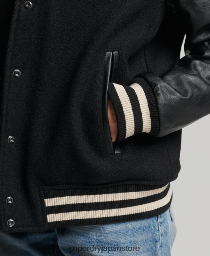 カレッジバーシティボンバージャケット 女性 Superdry 衣類 濃い灰色 2J62PZ5409