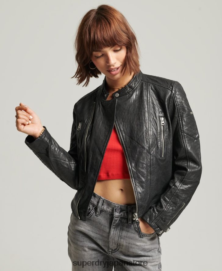 クラシックレザーレーサージャケット 女性 Superdry 衣類 黒 2J62PZ5410