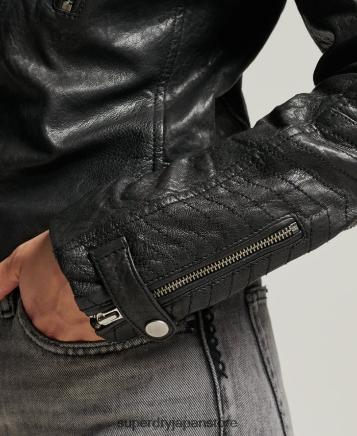 クラシックレザーレーサージャケット 女性 Superdry 衣類 黒 2J62PZ5410
