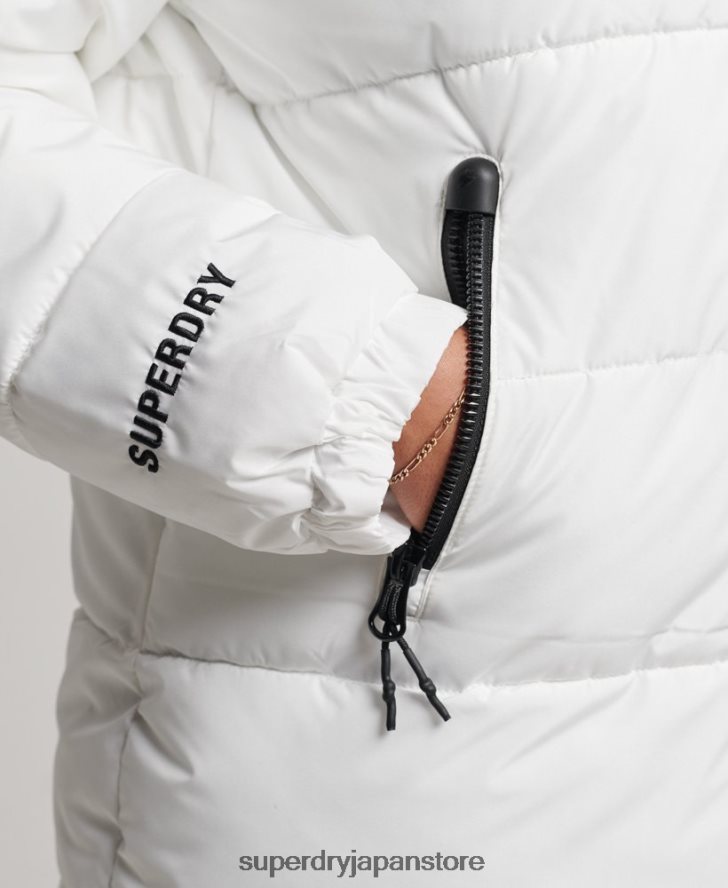 延縄スポーツダウンジャケット 女性 Superdry 衣類 白 2J62PZ5414