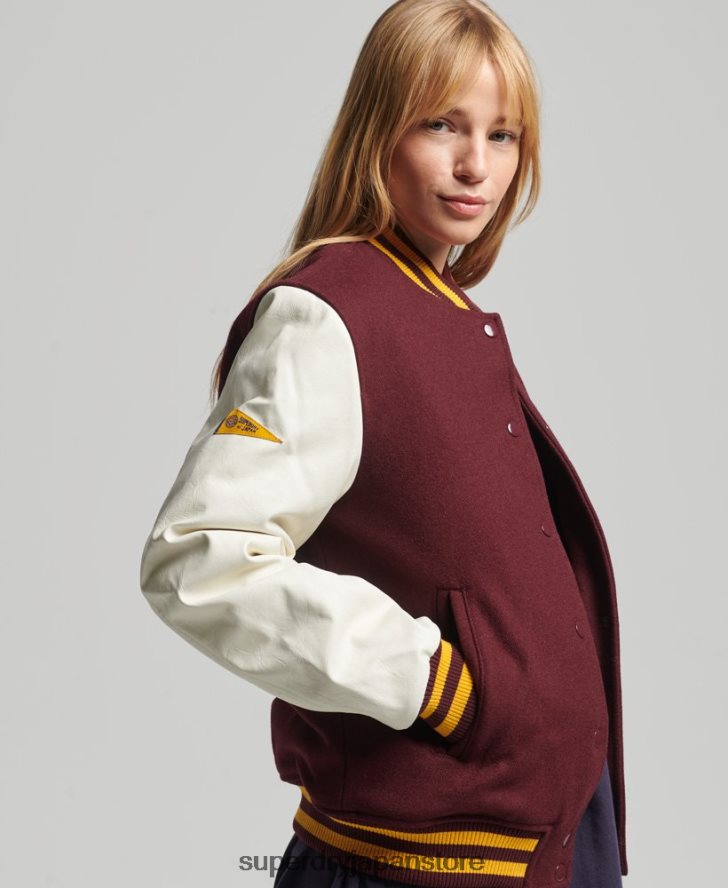 カレッジバーシティボンバージャケット 女性 Superdry 衣類 赤 2J62PZ5419