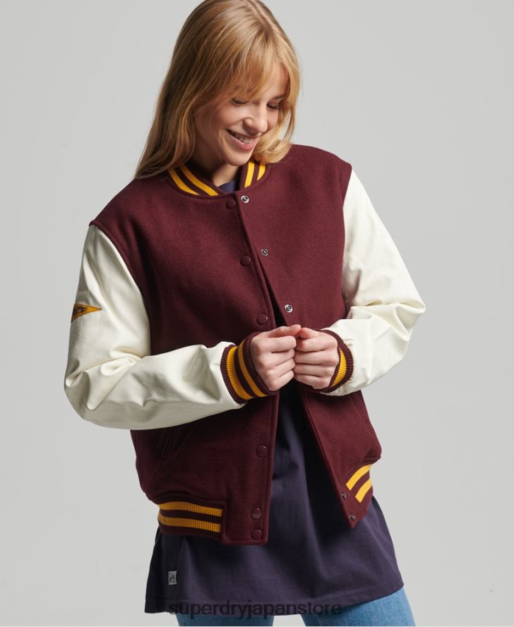 カレッジバーシティボンバージャケット 女性 Superdry 衣類 赤 2J62PZ5419
