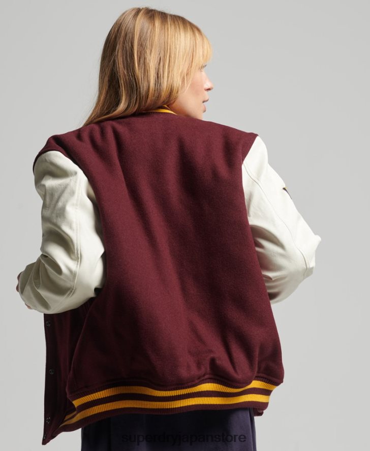 カレッジバーシティボンバージャケット 女性 Superdry 衣類 赤 2J62PZ5419
