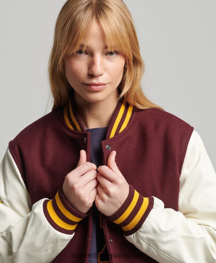カレッジバーシティボンバージャケット 女性 Superdry 衣類 赤 2J62PZ5419
