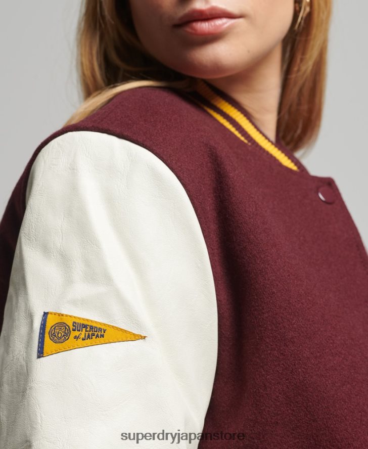 カレッジバーシティボンバージャケット 女性 Superdry 衣類 赤 2J62PZ5419