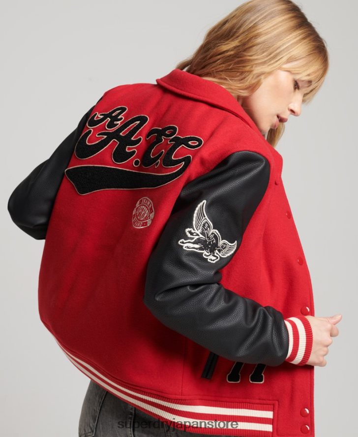 ビンテージ混合代表ボンバー 女性 Superdry 衣類 赤 2J62PZ5423