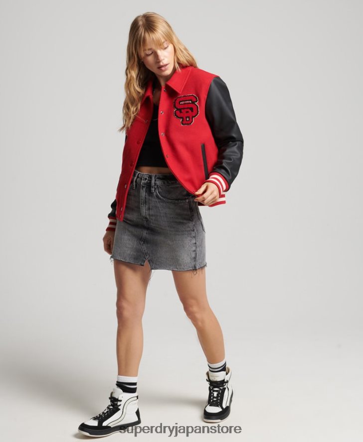 ビンテージ混合代表ボンバー 女性 Superdry 衣類 赤 2J62PZ5423