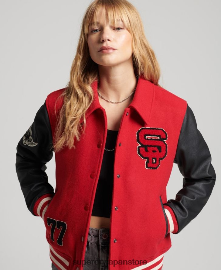 ビンテージ混合代表ボンバー 女性 Superdry 衣類 赤 2J62PZ5423