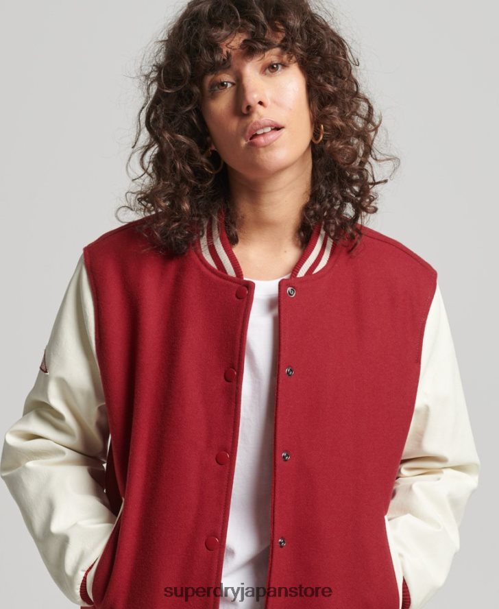 カレッジバーシティボンバージャケット 女性 Superdry 衣類 赤 2J62PZ5427