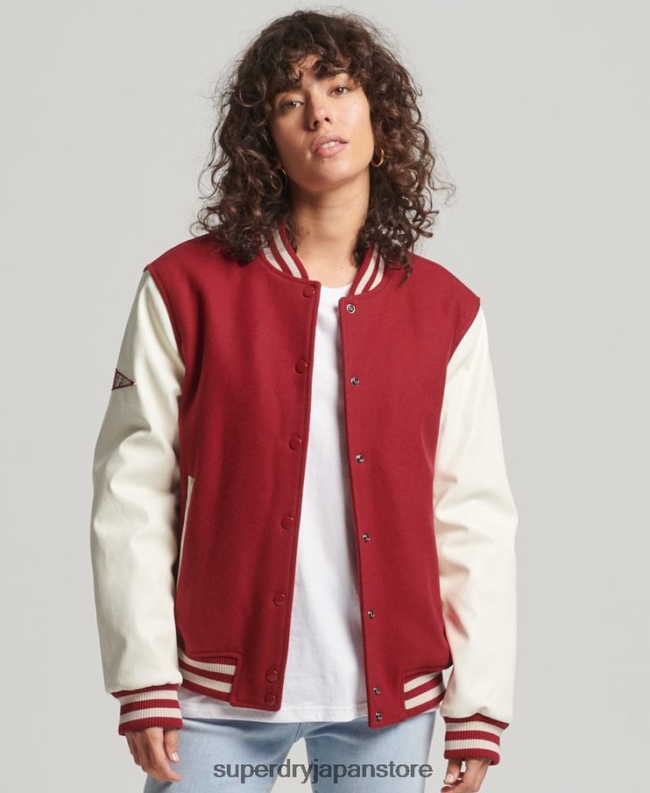 カレッジバーシティボンバージャケット 女性 Superdry 衣類 赤 2J62PZ5427
