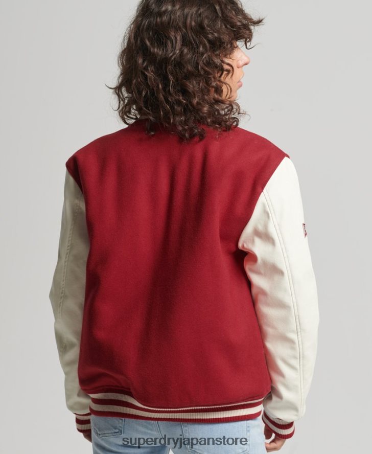 カレッジバーシティボンバージャケット 女性 Superdry 衣類 赤 2J62PZ5427