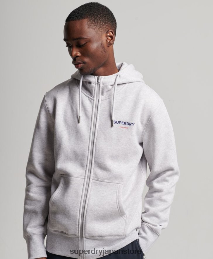 コードスポーツウェアジップパーカー 男性 Superdry 衣類 グレー 2J62PZ543