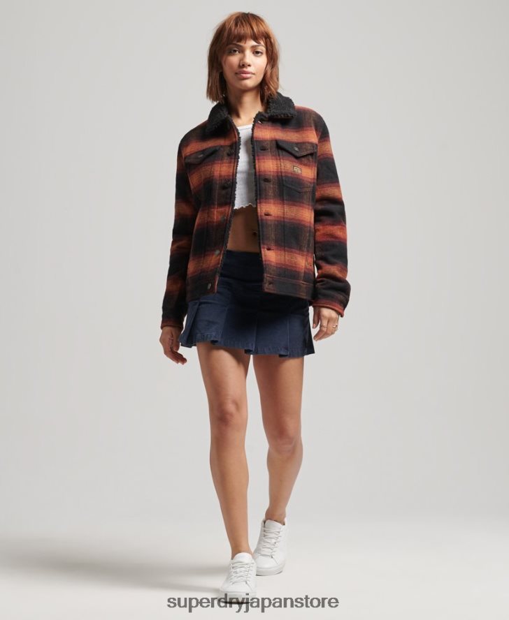 オーバーサイズ ウール シェルパ トラッカー ジャケット 女性 Superdry 衣類 赤 2J62PZ5434