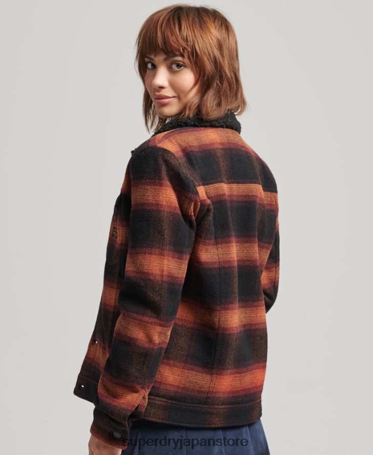 オーバーサイズ ウール シェルパ トラッカー ジャケット 女性 Superdry 衣類 赤 2J62PZ5434