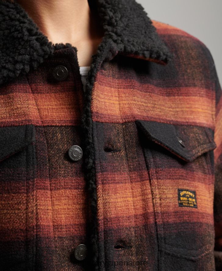 オーバーサイズ ウール シェルパ トラッカー ジャケット 女性 Superdry 衣類 赤 2J62PZ5434