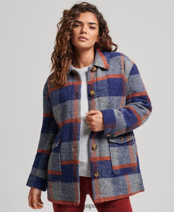 ヴィンテージオーバーシャ​​ツジャケット 女性 Superdry 衣類 青 2J62PZ5442
