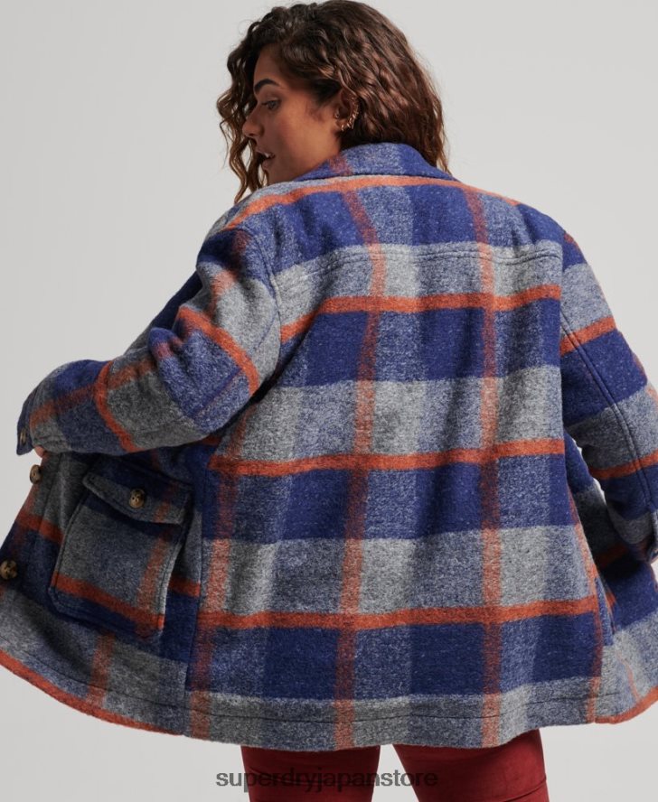 ヴィンテージオーバーシャ​​ツジャケット 女性 Superdry 衣類 青 2J62PZ5442