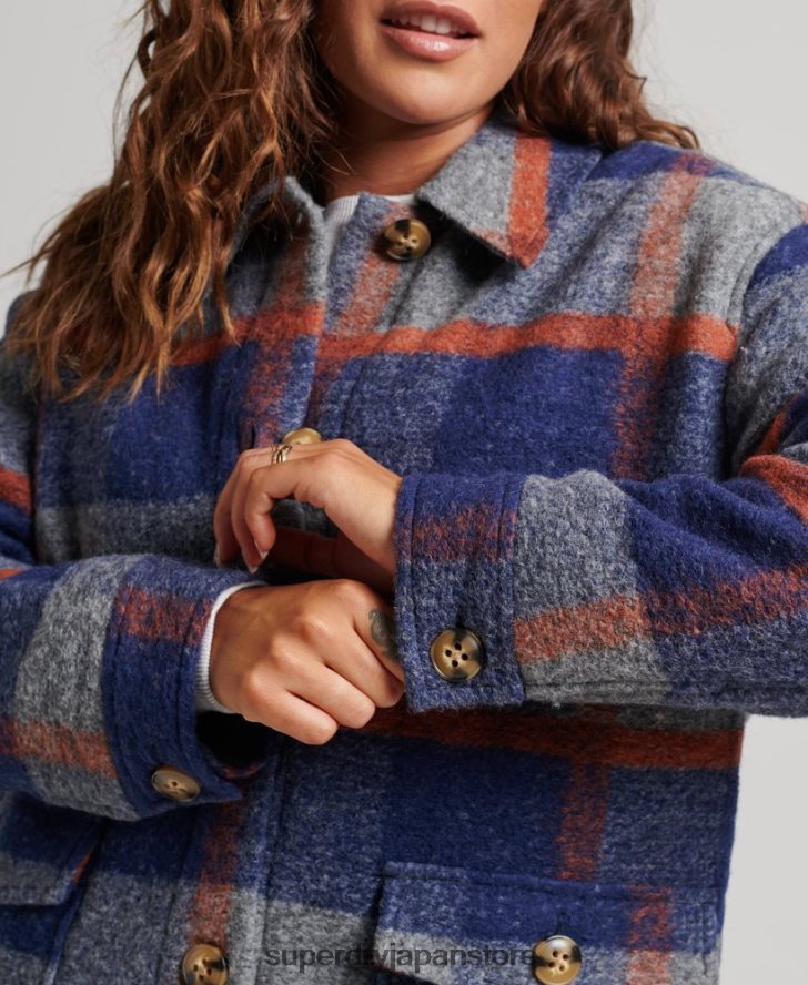 ヴィンテージオーバーシャ​​ツジャケット 女性 Superdry 衣類 青 2J62PZ5442